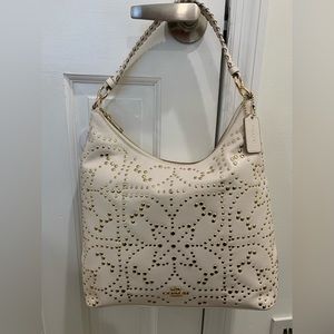 NWT Coach Celeste Leather Studded Handbag in Chalk